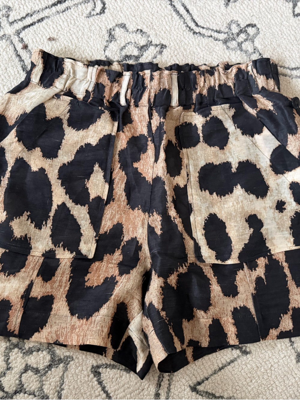 Ganni Leopard-Pattern Shorts - Black & Tan - Picture 2 of 6